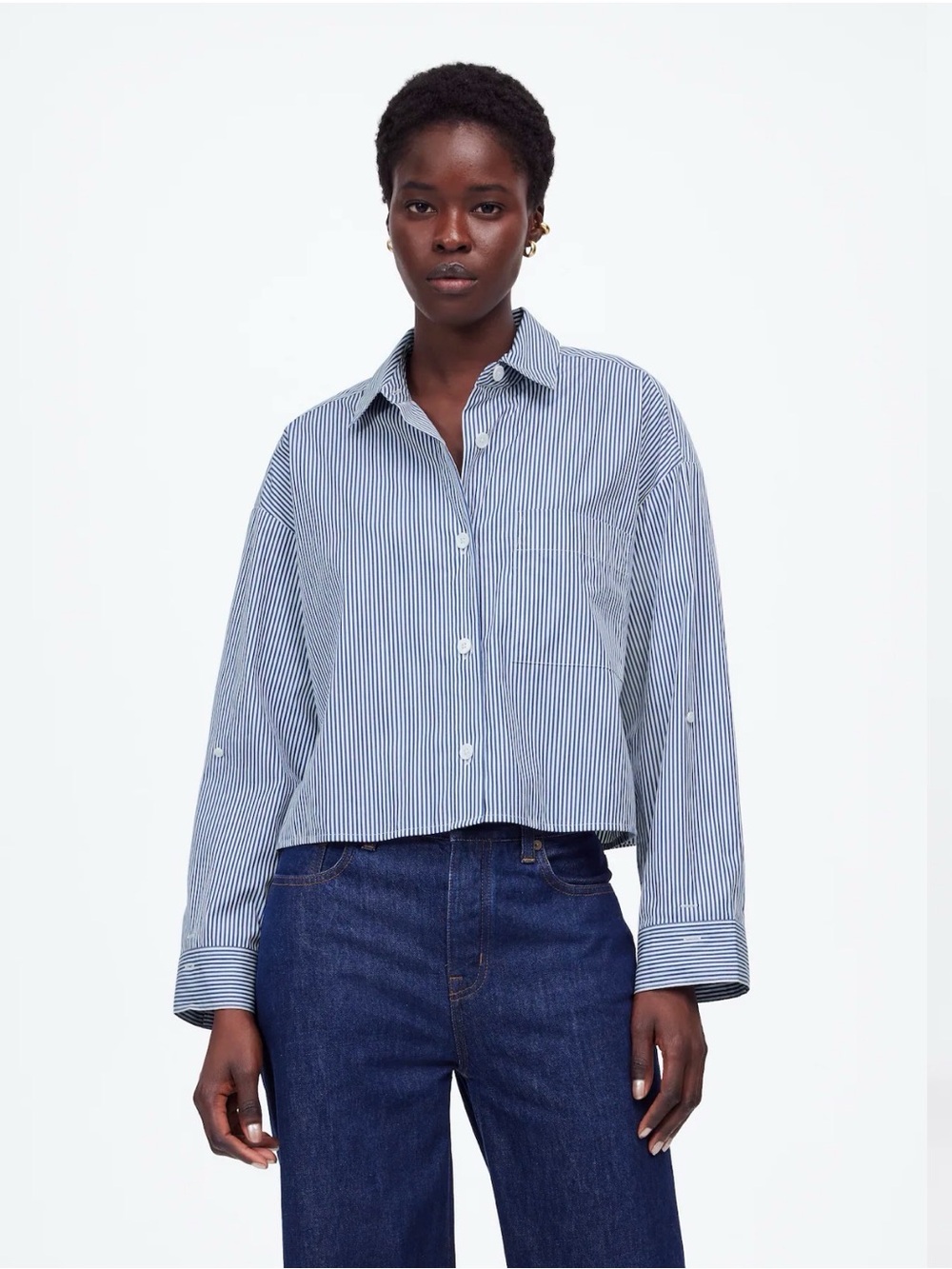 Madewell Blue & White Striped Button-Up Shirt